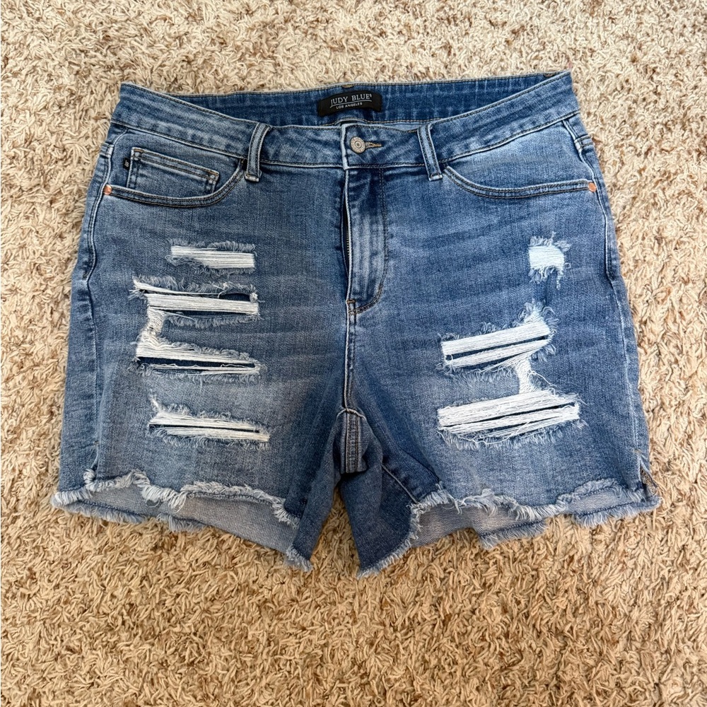 Judy Blue Distressed Blue Jean Shorts